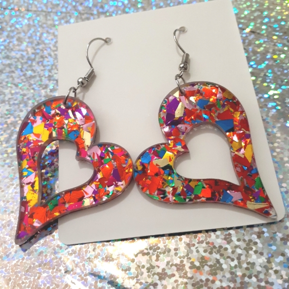 Colorful Heart-Shaped Earrings